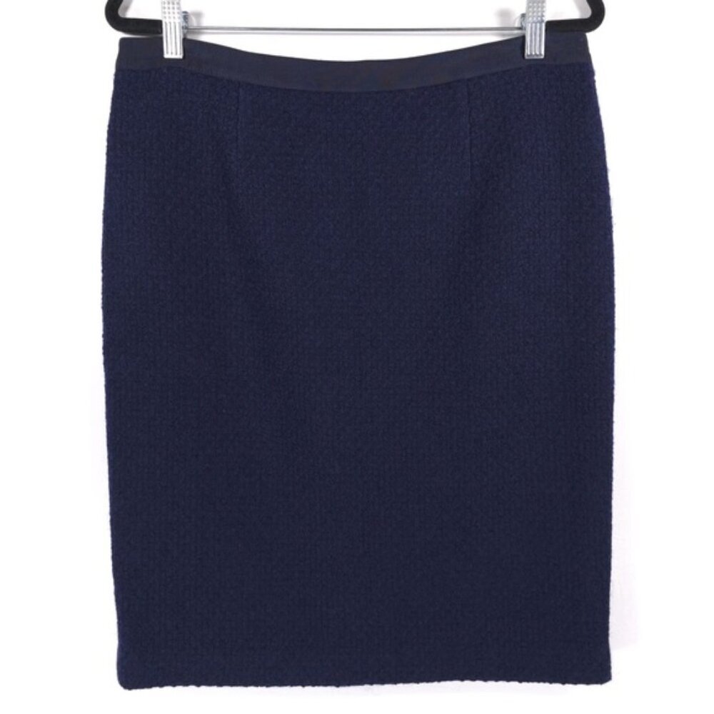 Boden WOOL Blend Pencil Skirt Navy Back Slit Lined Zipper Office Career Size 10R